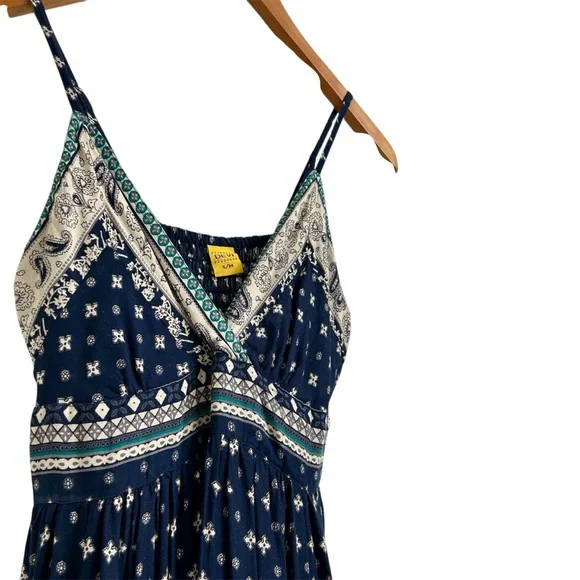 Devi Maxi Dress, Spaghetti Strap Navy Blue Long Boho Rayon Dress, Small / Medium - Picture 2 of 6